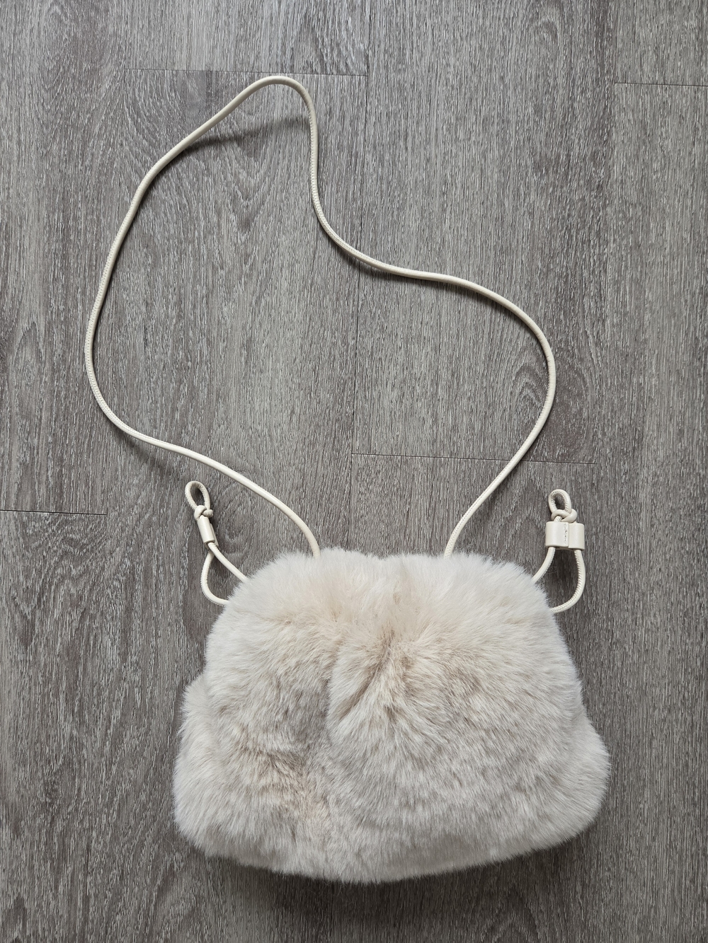 COS Cream Faux Fur Fluffy Crossbody Pouch Bag OS